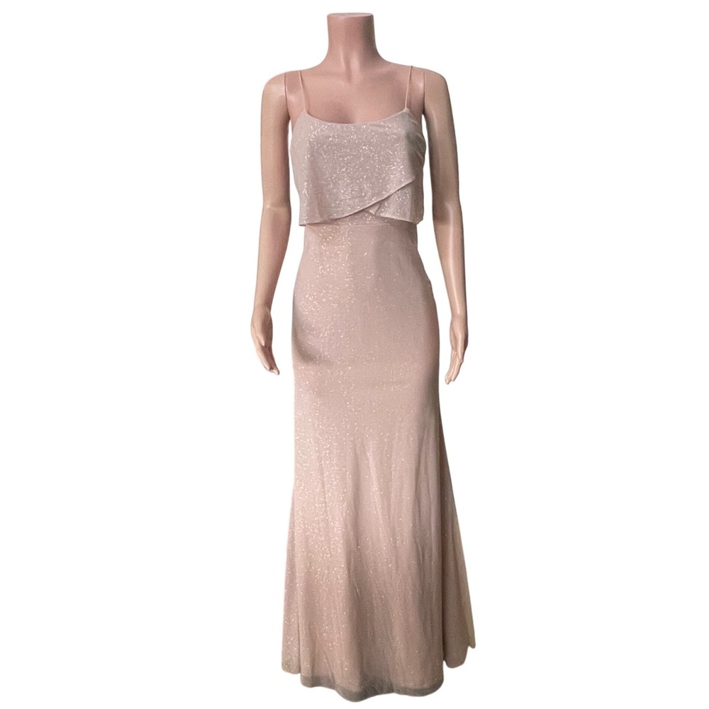 Jenny Yoo Collection Champagne Sequin Gown Bridesmaid‎ Dress Size 4 Formal